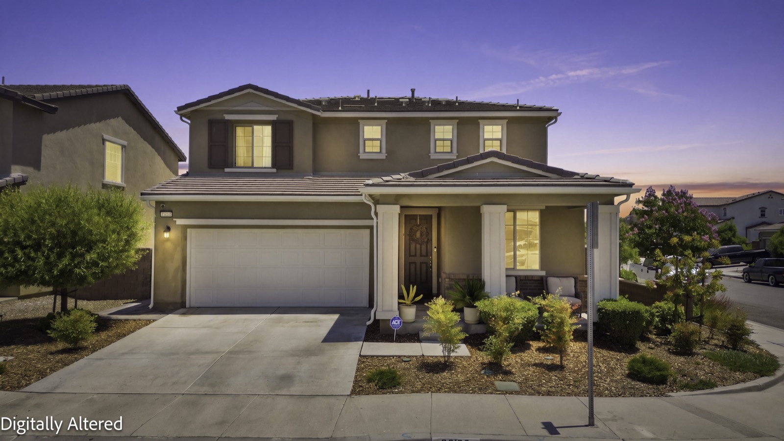 Virtual twilight of a two-story home in Lake Elsinore